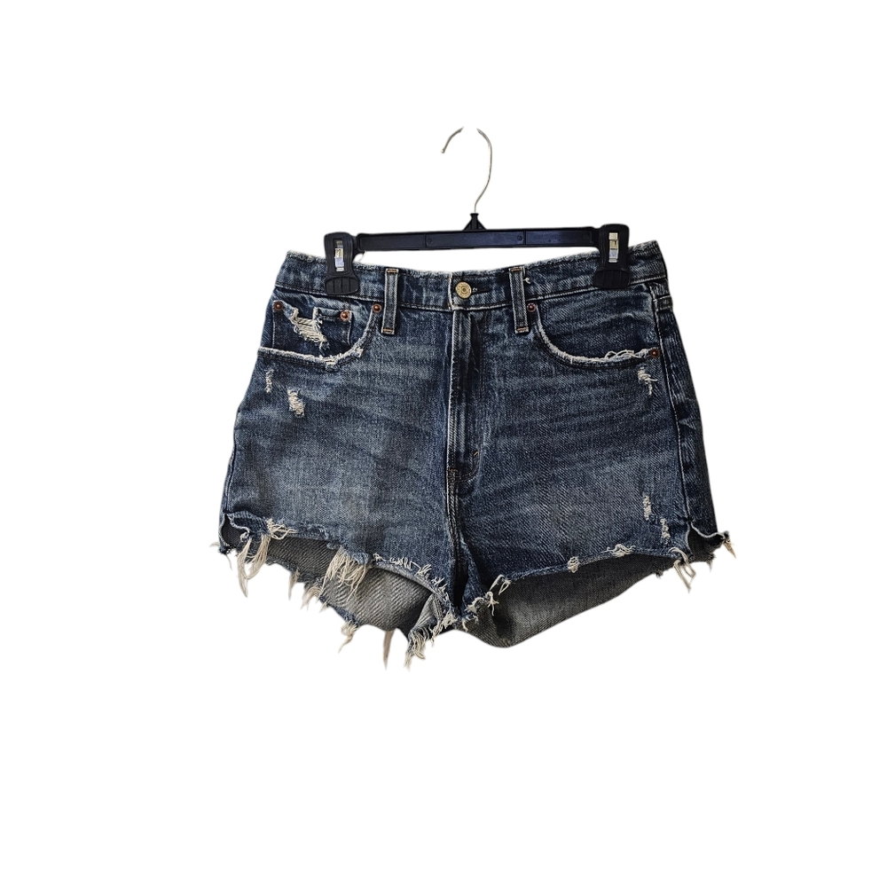 Abercrombie and Fitch High Rise Mom Jean Shorts Size 28 Distressed Destroyed
